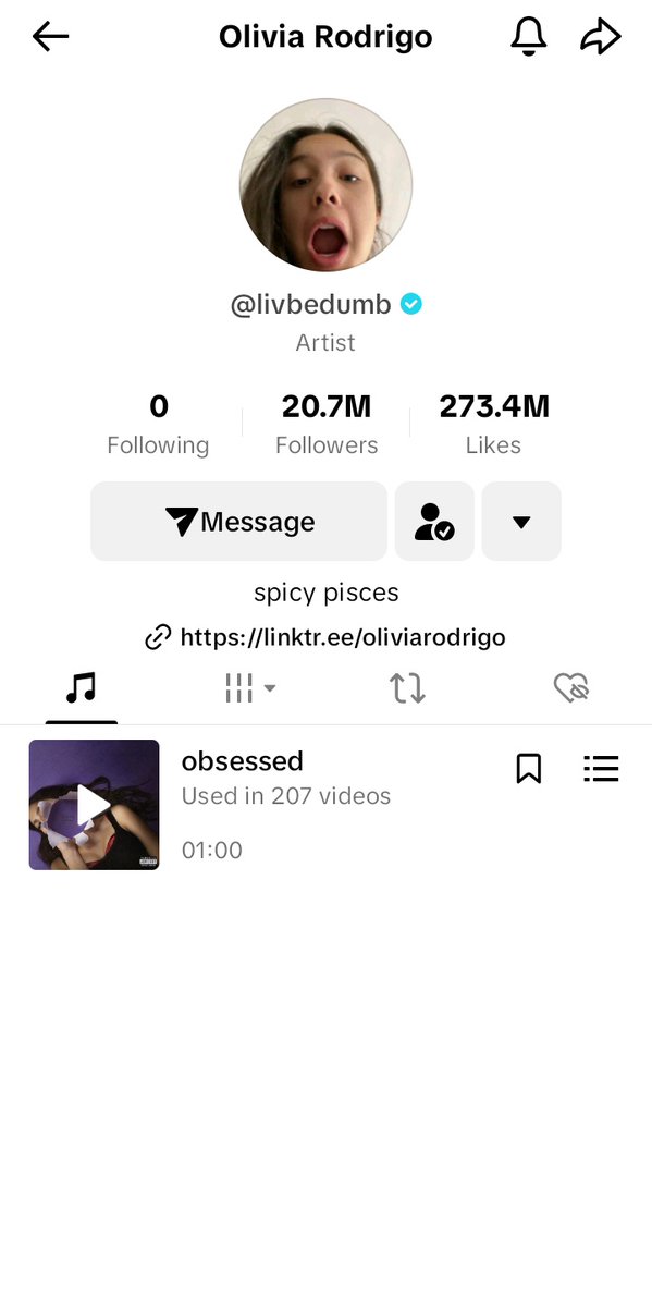 Olivia Rodrigo's discography is starting to get back on TikTok , first is obsessed!