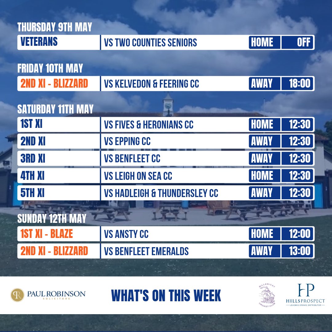 Here’s what’s on this week! Be sure to support the teams 🏏