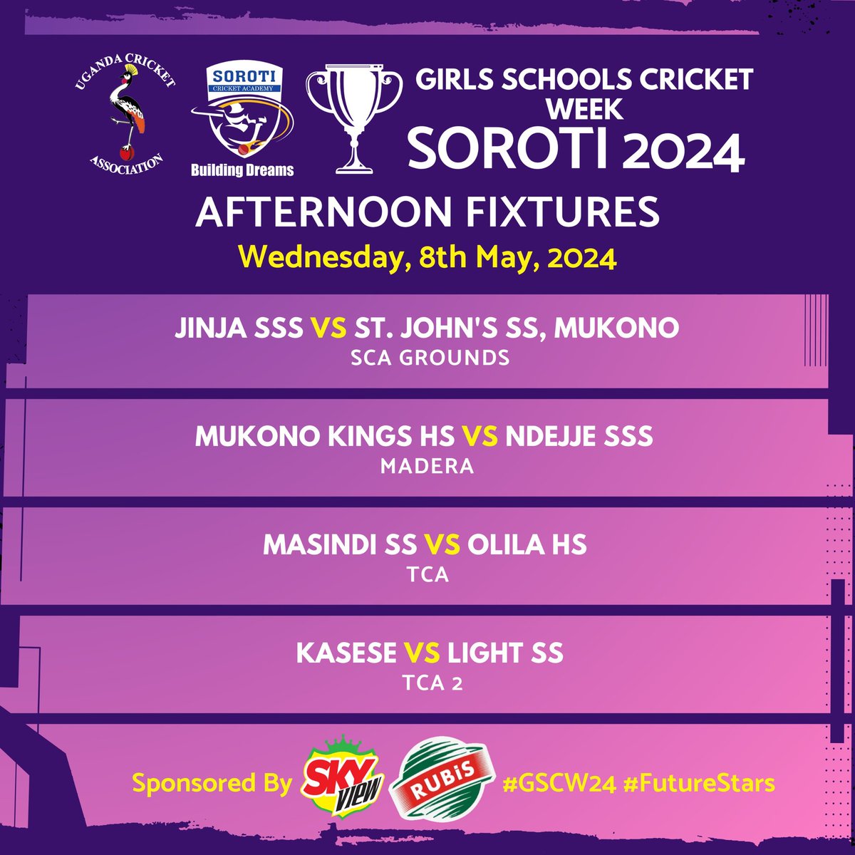 Exciting afternoon matches ahead!

Which one catches your eye?

 #GSCW24 #FutureStars #BuildingDreams
