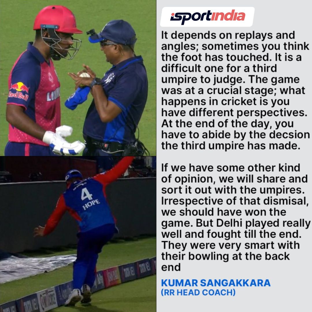 RR head coach Kumar Sangakkara breaks his silence on Sanju Samson's dismissal.
#Cricket #isportindia #IPL2024 #SanjuSamson #KumarSangakkara #DCvRR