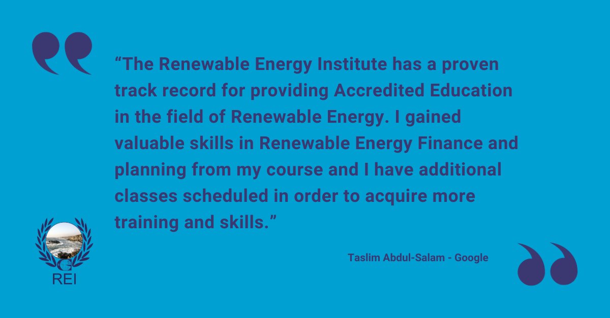 We love to hear how much you enjoy our accredited courses including our Renewable Energy Management and Finance course: bit.ly/3xdoeLN View our testimonials to see what others have thought of their courses: bit.ly/3hq62ck #renewableenergy #onlinetraining