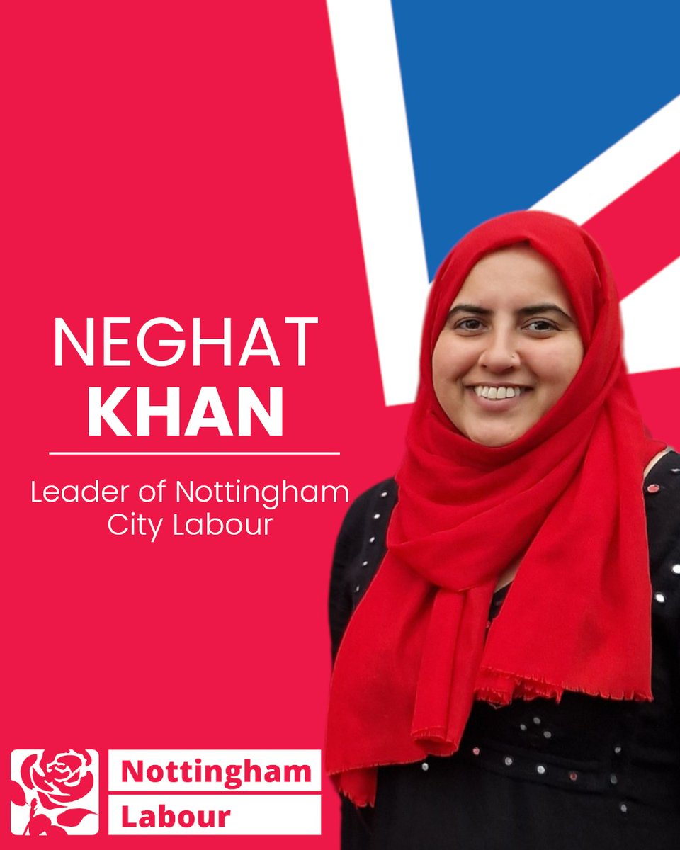 Following our first AGM last night, we can announce that @CllrNeghat is the new leader of @NG_Labour and will take on the role of leader of @MyNottingham after the council's AGM on 20th May. We thank @CllrDavidMellen for his 5 years of leadership and congratulations Neghat🌹