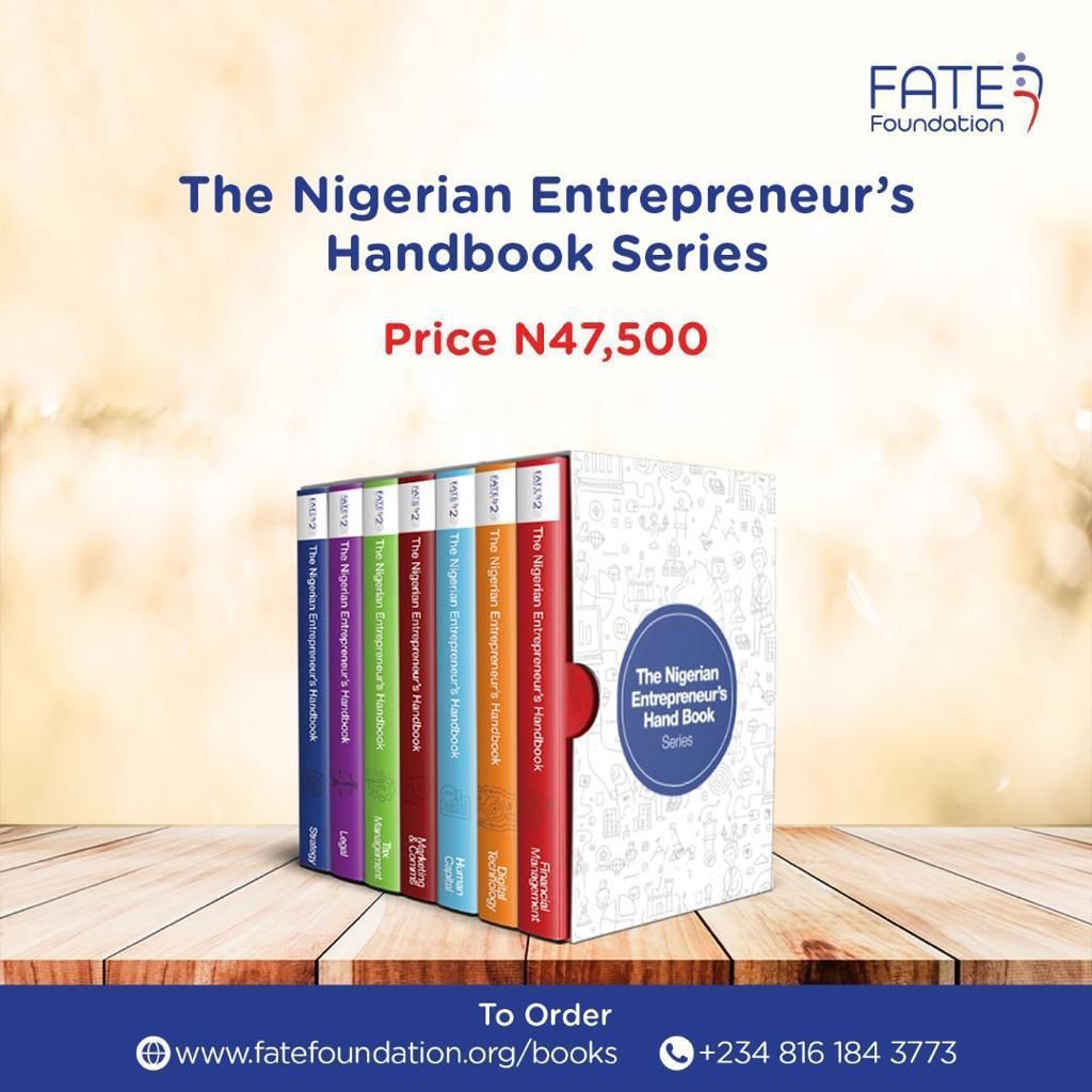 Unlock the secrets to entrepreneurial success in Nigeria with The Nigerian Entrepreneur’s Handbook Series (TNEHS)! From strategy to finance, marketing to legal, this 7-series handbook has you covered. Order your copy now at fatefoundation.org/books #FATEFoundation