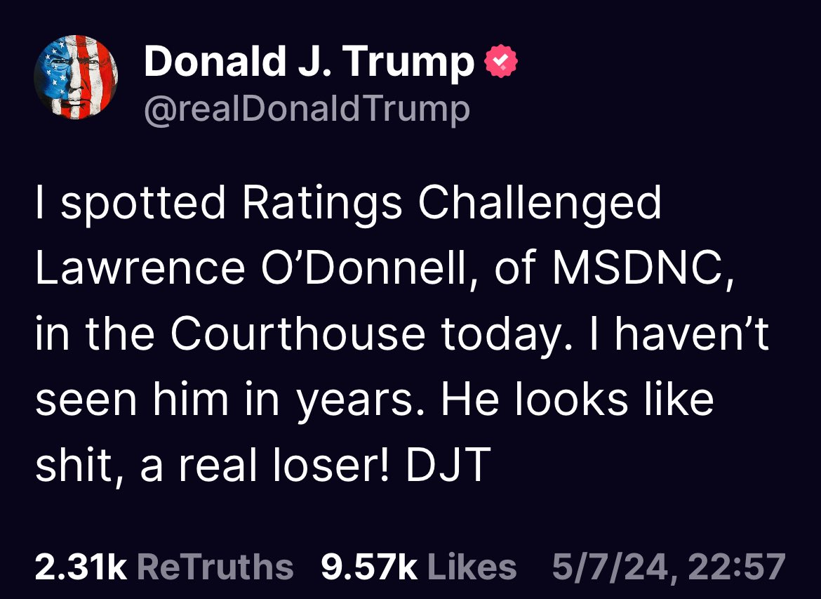Man I miss Trumps mean tweets on Twitter 😂 'He looks like shit, a real loser! DJT' 🤣🤣