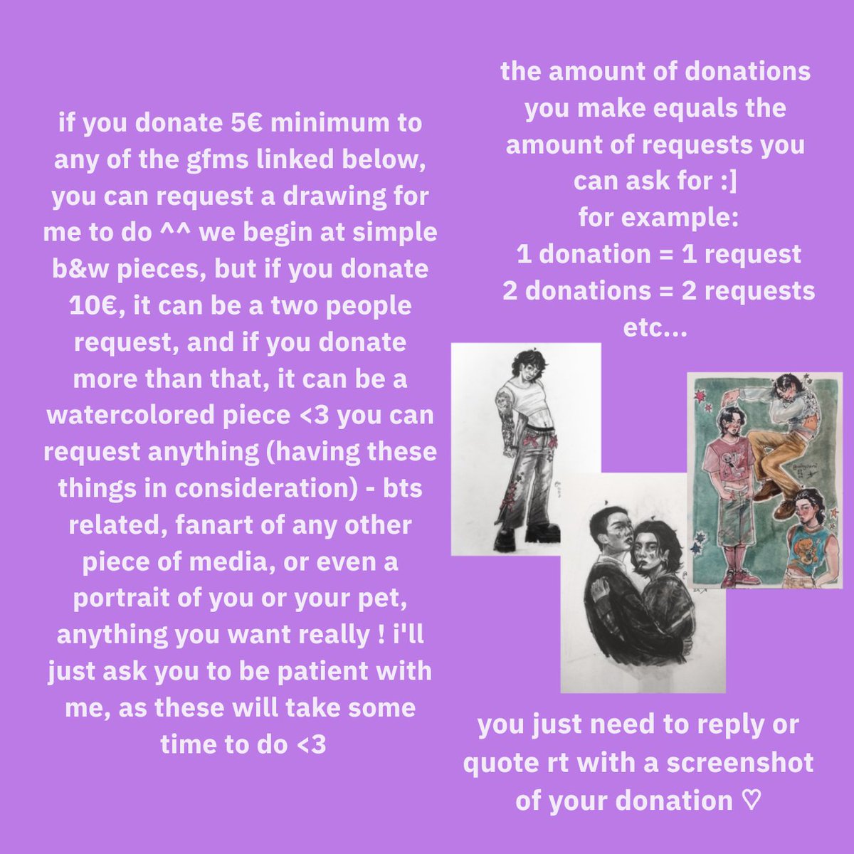 hello, guys !! thought i'd do a little something to promote donations :] if you ever wanted to see something in my artsyle, this is your chance ! ^^ hopefully this won't flop hh ;;