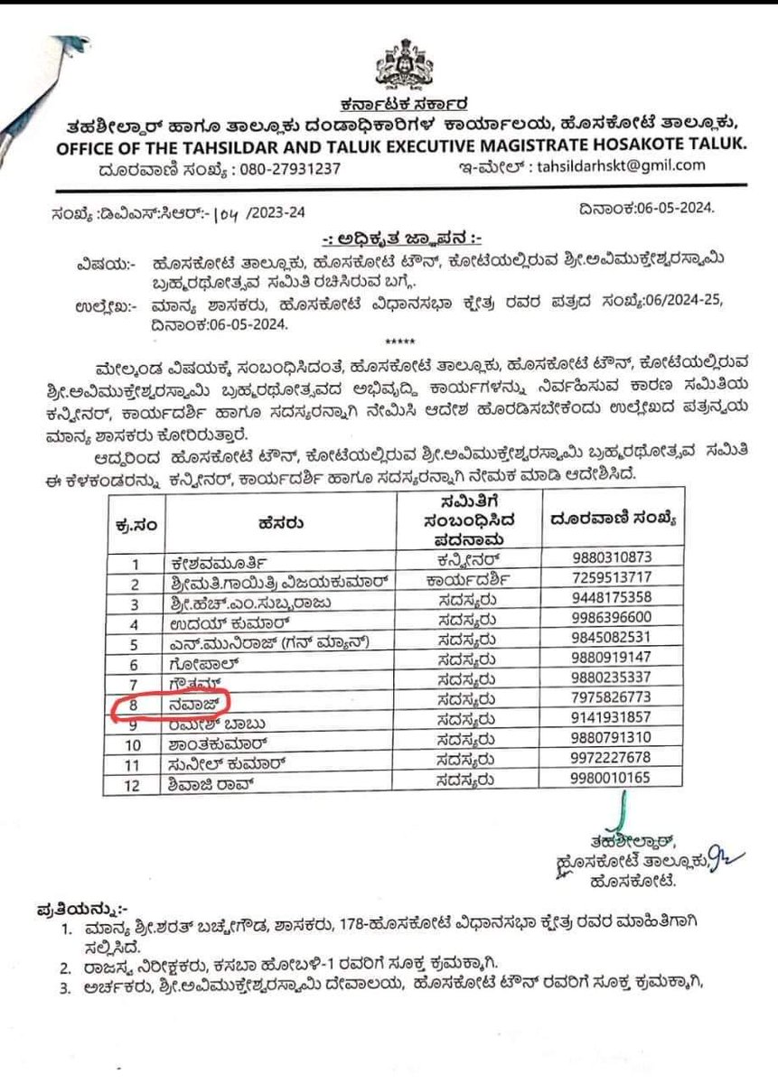 Karnataka @siddaramaiah Govt appointed 'Nawaz' to oversee the Brahmotsavam event to be held at Shri #Avimukteshwara Swamy Temple in #Hoskote. 
Hindus are under siege as they are constitutionally barred from running own temple administration n they have to tolerate non Hindus like…