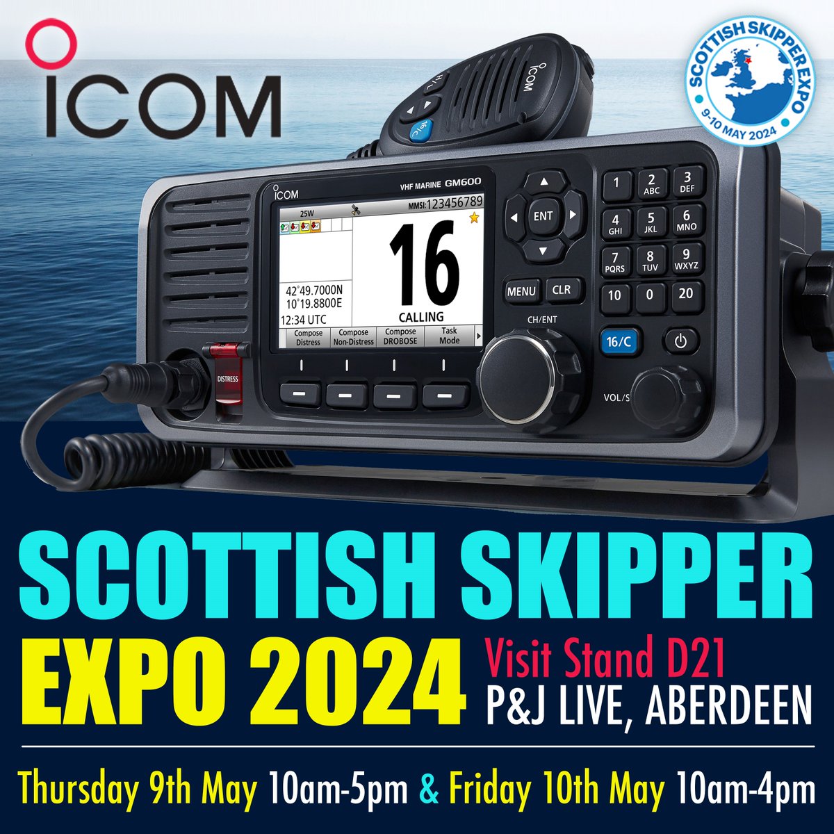 The Scottish @SkipperExpo 2024 Aberdeen kicks off tomorrow. If you need a VHF radio, navigational equipment, or other communication equipment for your vessel(s), come and speak to Chris on the ICOM stand D21. Can't make the show? Browse our products at icomuk.co.uk/Marine_Radio
