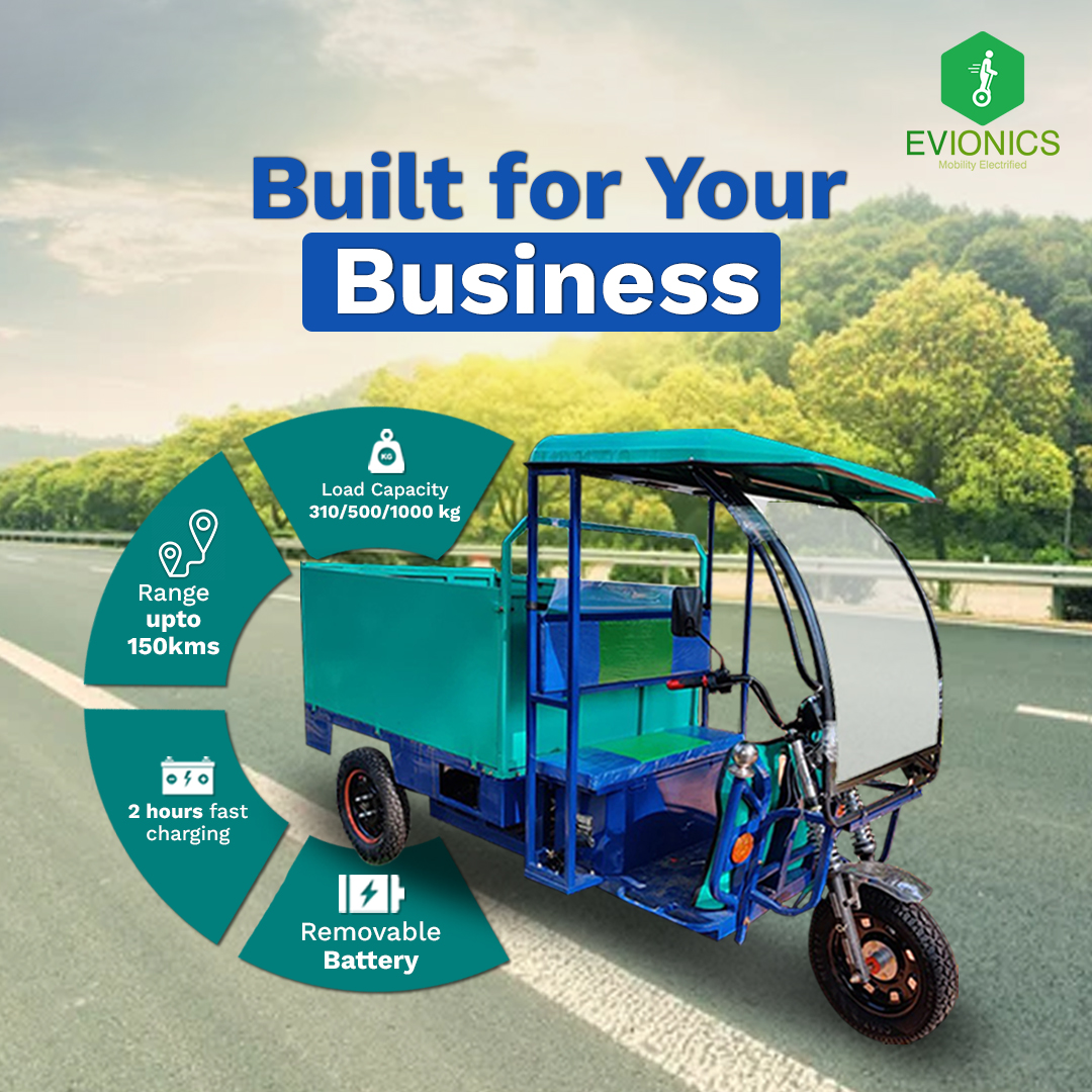 Experience the future of commercial transportation. 

Contact us at  +91 6361549532 to know more

#ElectricVehicles #BusinessSolutions #logistics   #DeliverySolutions #ReliabilityRedefined #Batteries #FastCharging #BoostProductivity #MinimizeDowntime #UpgradeYourFleet #Evionics