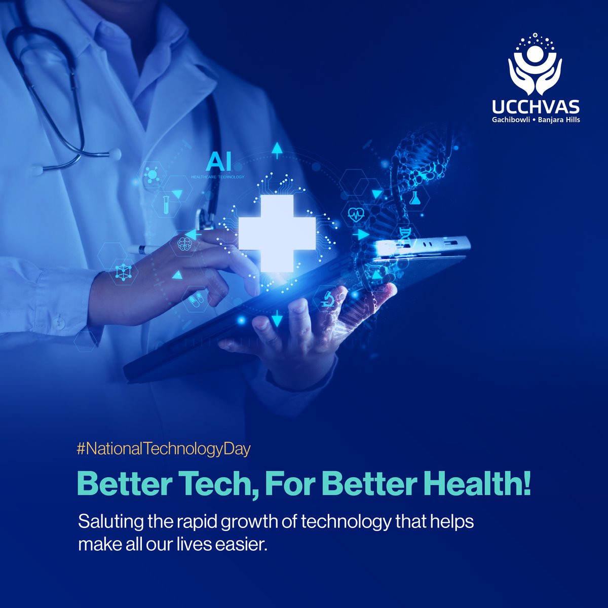 Wishing a very Happy #NationalTechnologyDay to all our patrons! At Ucchvas, we embrace technology to help us enhance therapy and rehabilitation. From virtual reality to advanced therapy tools, 
#NationalTechnologyDay #Ucchvas #TransitionalCare #Rehabilitation #Therapy #Hyderabad