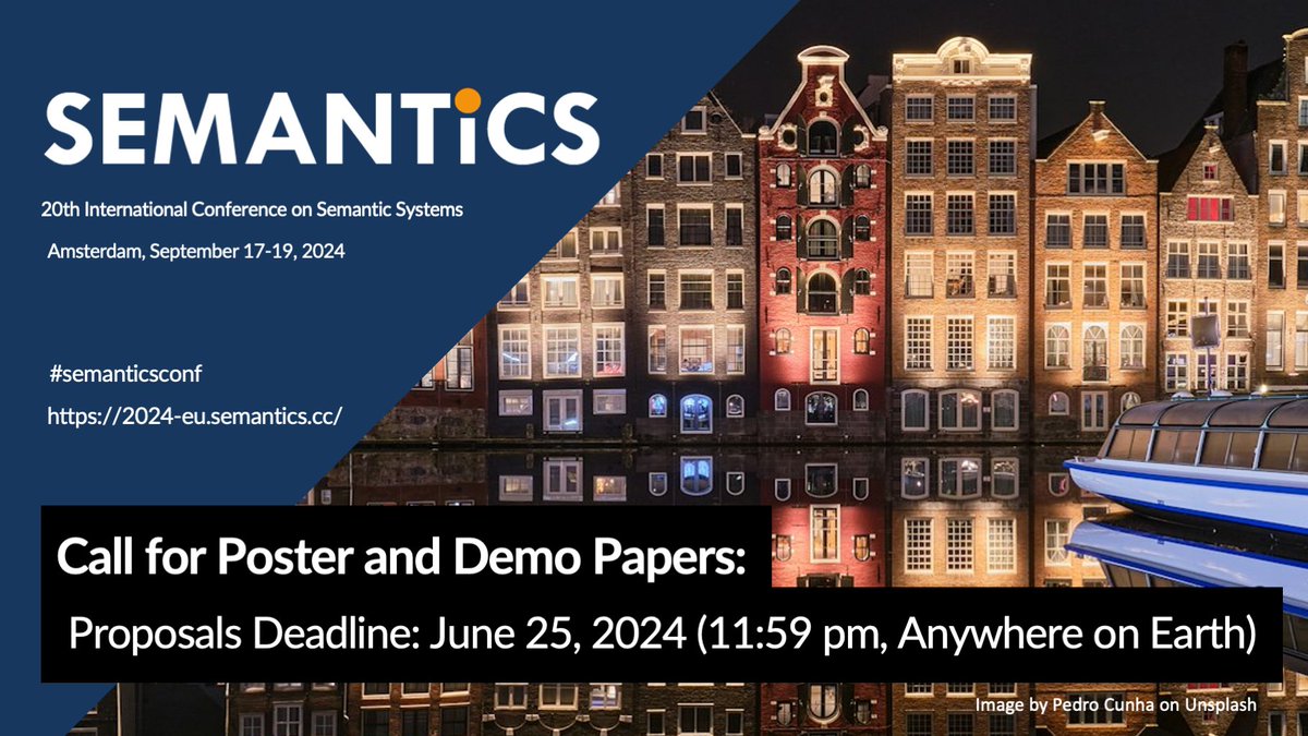 Do you have innovative work in progress with #semantics for #machinelearning #LLMs #privacy #trust etc. and want to share it? The deadline for posters and demos is June 25, 2024. 2024-eu.semantics.cc/page/cfp_poste…