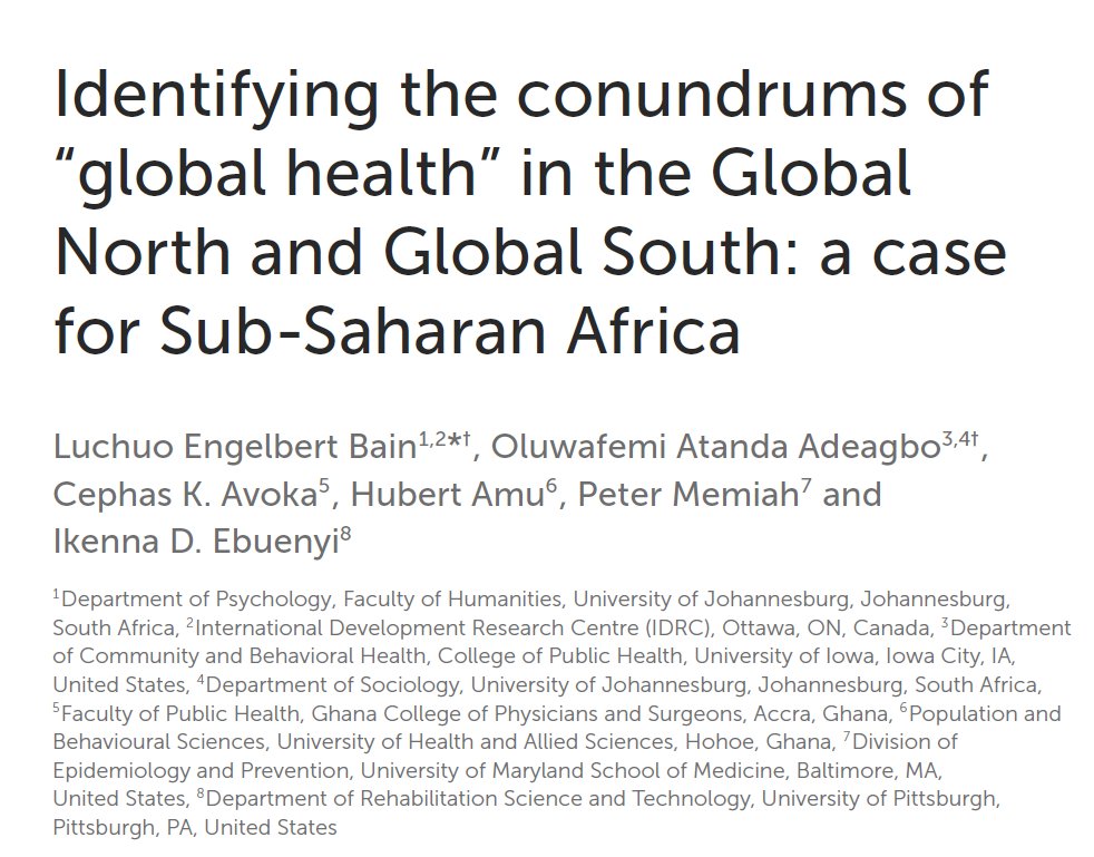 The opening line says it all: 'The concept of “global health” is entrenched in the Western ideology of who is a human and the categorization of humanity' frontiersin.org/journals/publi…