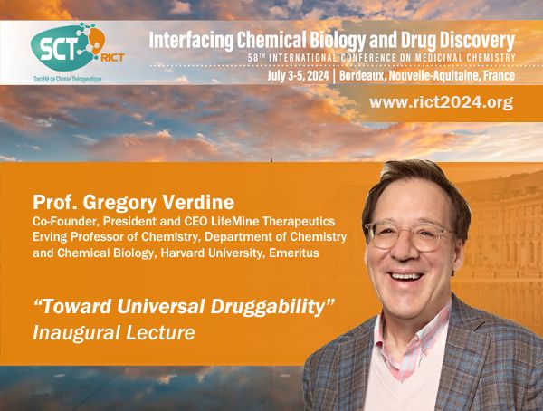 Guichard_Lab's tweet image. Thrilled to announce Prof Greg Verdine as #RICT2024 inaugural speaker in Bordeaux, July 3-5, 2024! Don't miss his talk "Toward Universal Druggability" &amp;amp; many other presentations by renowned scientists.🔗rict2024.org Abstract submission by May 14!
@SCT #MedChem #ChemBio