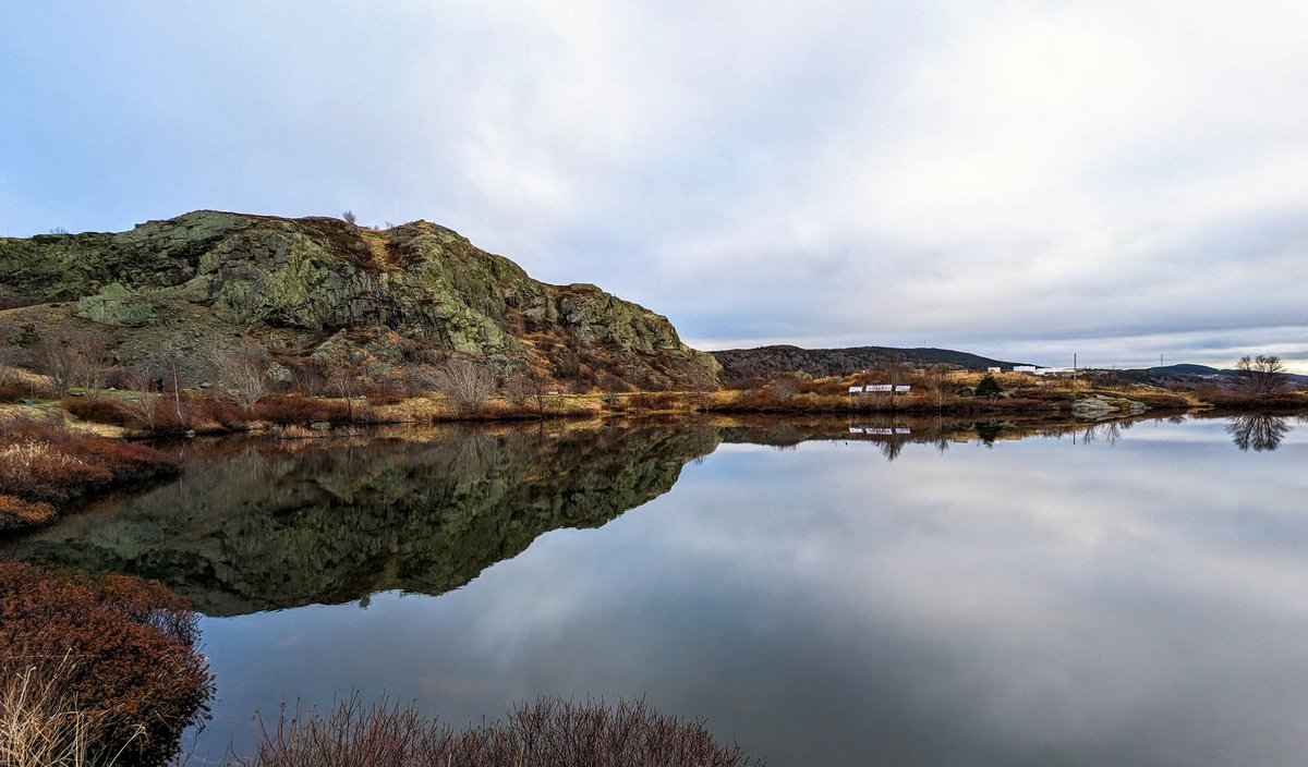 Reflections from a pond on Signal Hill last evening. It was without a ripple! That's a rare occurrence in NL 🤣 #ShareYourWeather #newfoundlandandlabrador #Canada #nlwx