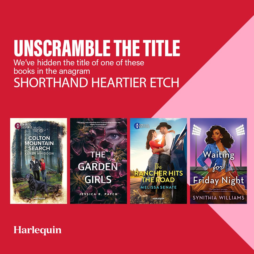 New romance is waiting for you right after you solve this puzzle! Like this post and reply “got it!” when you’ve solved the anagram. Love love? Find these books and more at Harlequin.com