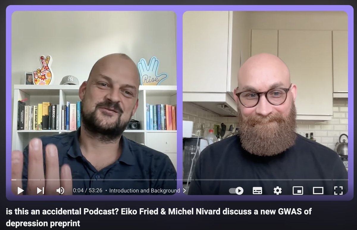 Alex Kwong (@asfkwong) on Twitter photo Really interesting conversation by Michel and Eiko (<a href="/EikoFried/">Eiko Fried</a>) on our latest GWAS of depression. Fantastic primer on why GWAS matters and what it's trying to do, followed by some insightful criticism that we can definitely learn from
youtu.be/vHvBzFQWqRg?fe… Really interesting conversation by Michel and Eiko (<a href="/EikoFried/">Eiko Fried</a>) on our latest GWAS of depression. Fantastic primer on why GWAS matters and what it's trying to do, followed by some insightful criticism that we can definitely learn from
youtu.be/vHvBzFQWqRg?fe…
