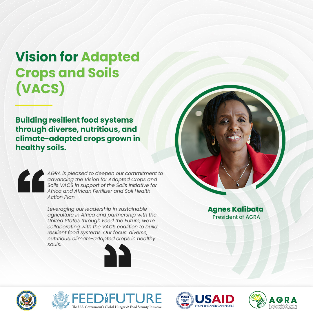 Food Systems | #AFSH24 News Alert! 🌱 AGRA is deepening its commitment to Vision for Adapted Crops and Soils (VACS) to build resilient food systems in Africa. We are advancing diverse, nutritious crops and healthy soils for a sustainable future. @Agnes_Kalibata @USAID