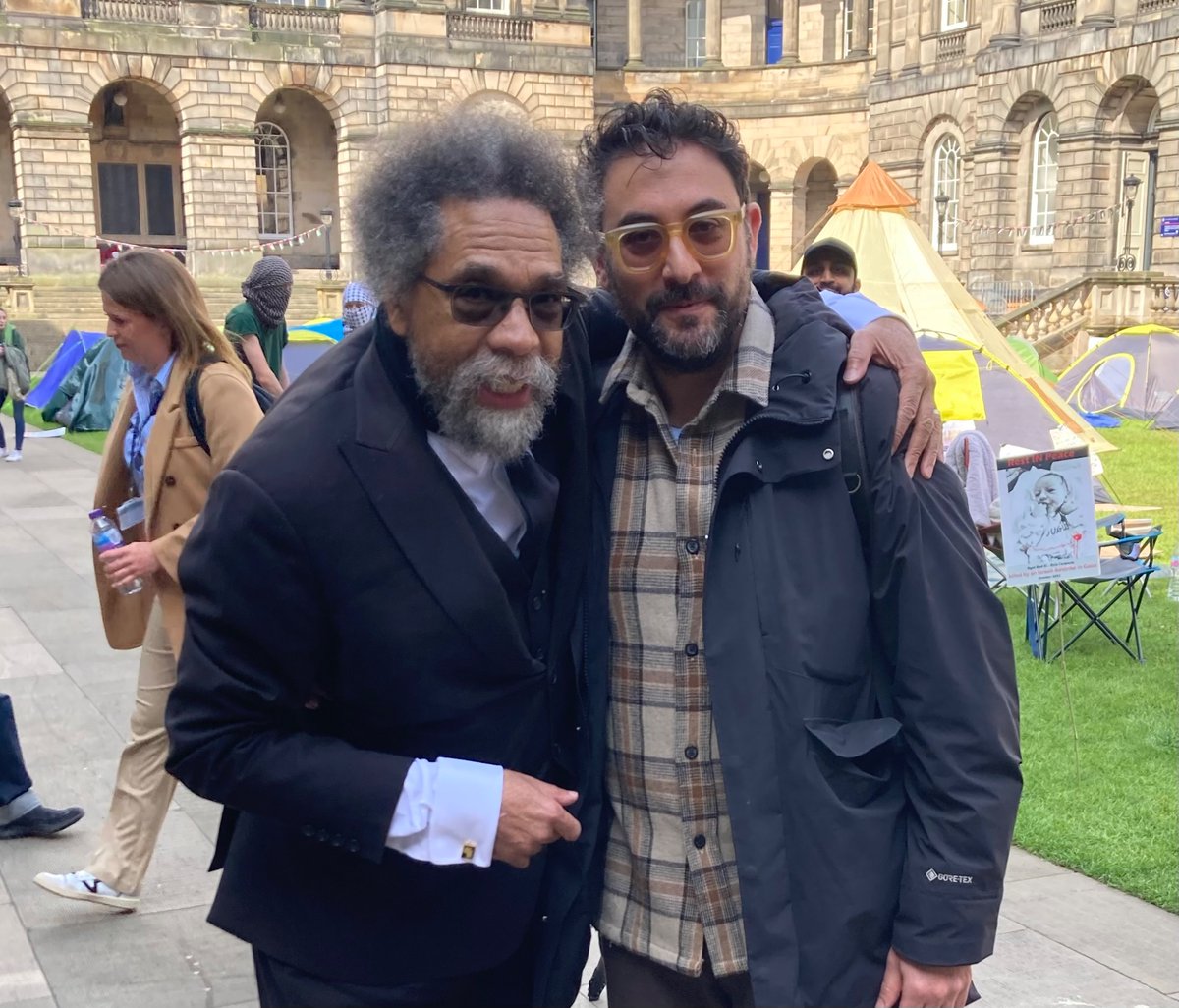 HERO — thank you @CornelWest for stopping by the Gaza Solidarity Encampment University of Edinburgh, for your solidarity, energy and wisdom