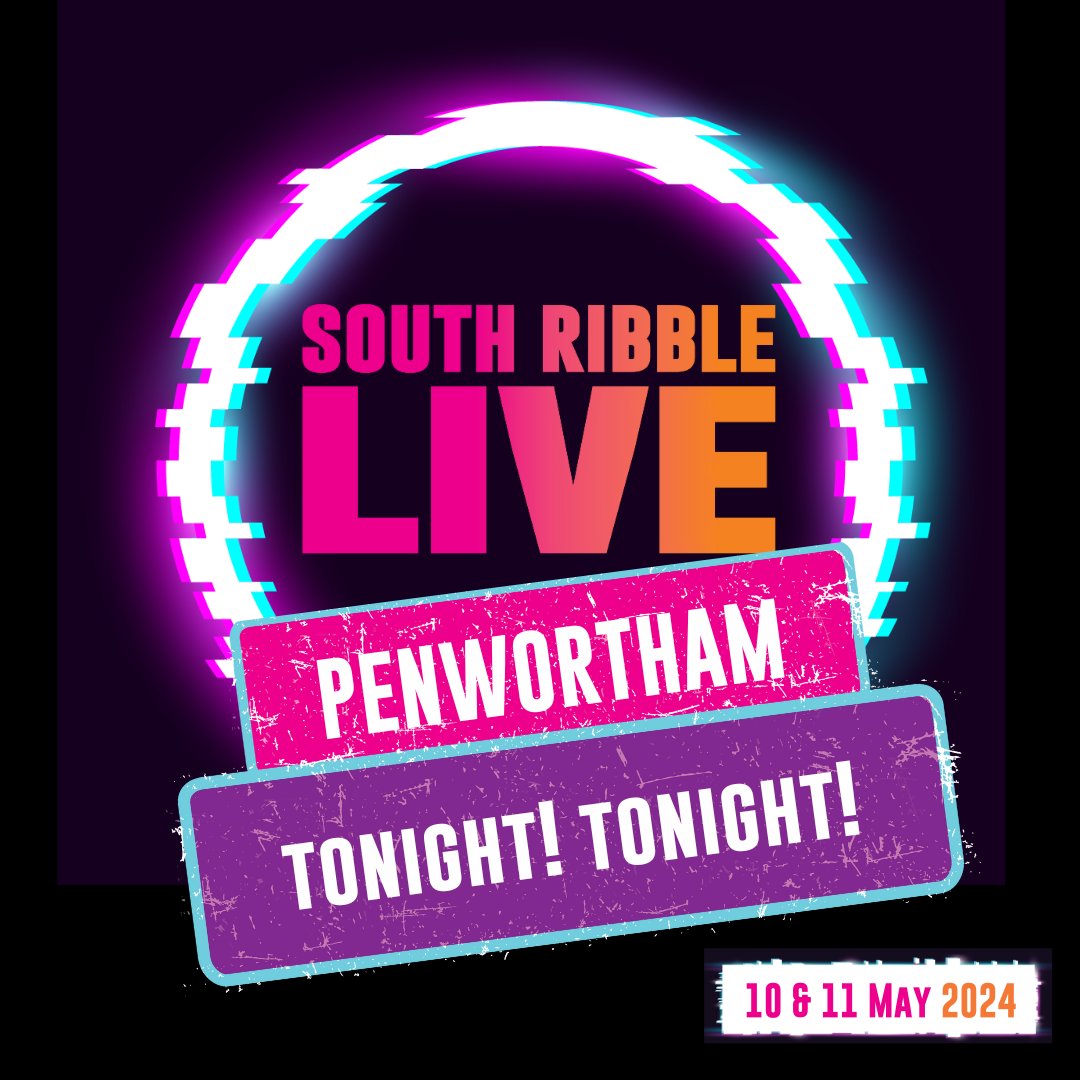 South Ribble, are you ready for #PenworthamLive? 🕺🏻

Tonight is the night! 💥

Live entertainment across 20 venues with different live bands performing every hour between 7pm and 11pm across two days 🎸

YOU CAN VIEW THE FULL LINEUP HERE 🔗 bit.ly/4aNNXOs

#UKSPF funded