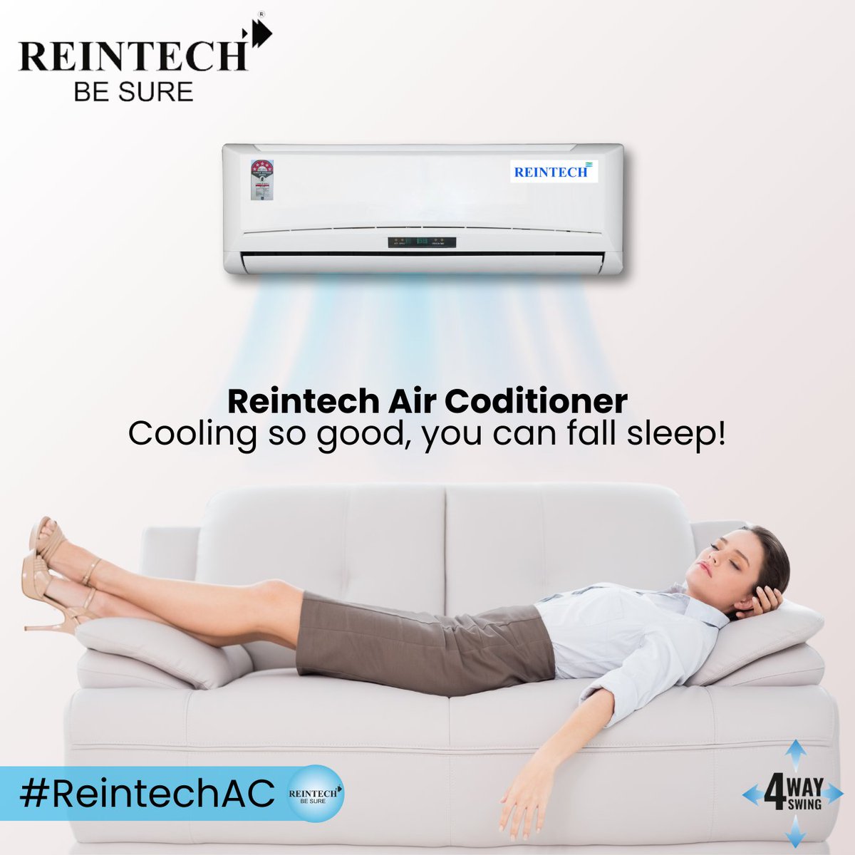 🔥 Say goodbye to summer nights with the Reintech Air Conditioner! ❄️ You'll never want to leave your cool, cozy bed. 😴 

#ReintechAC #CoolingGoals #BeatTheHeat #SleepWell #SummerNights #TooCoolToBeTrue #Reintech #ACs #heatingandcooling #smarthome #madeinindia