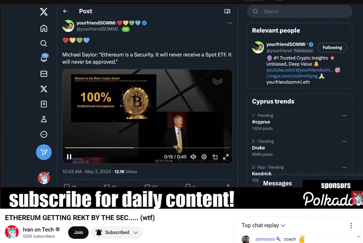 ❤💛💚💙 Michael Saylor owns 1% of #Bitcoin supply now... So he has a duty to FUD every other coin, especially Ethereum. But it doesn't mean he will win!