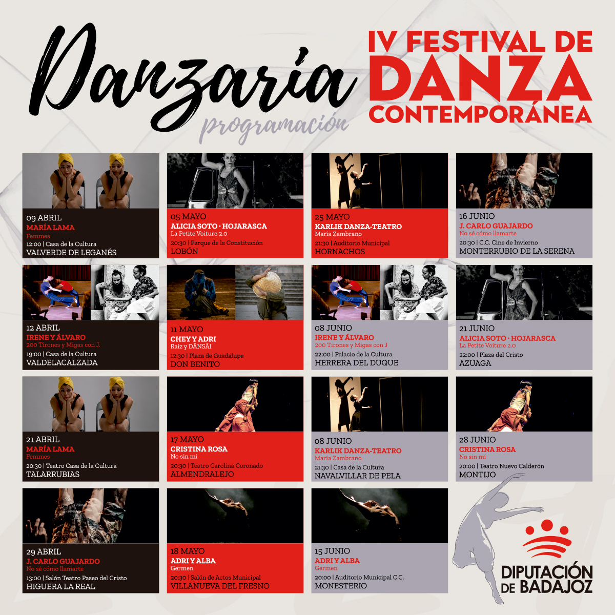 El IV Festival de Danza contemporánea Danzaria recala este fin de semana en Don Benito 📅11 MAY ⏰12.30h 📌Plaza Nuestra Señora de Guadalupe