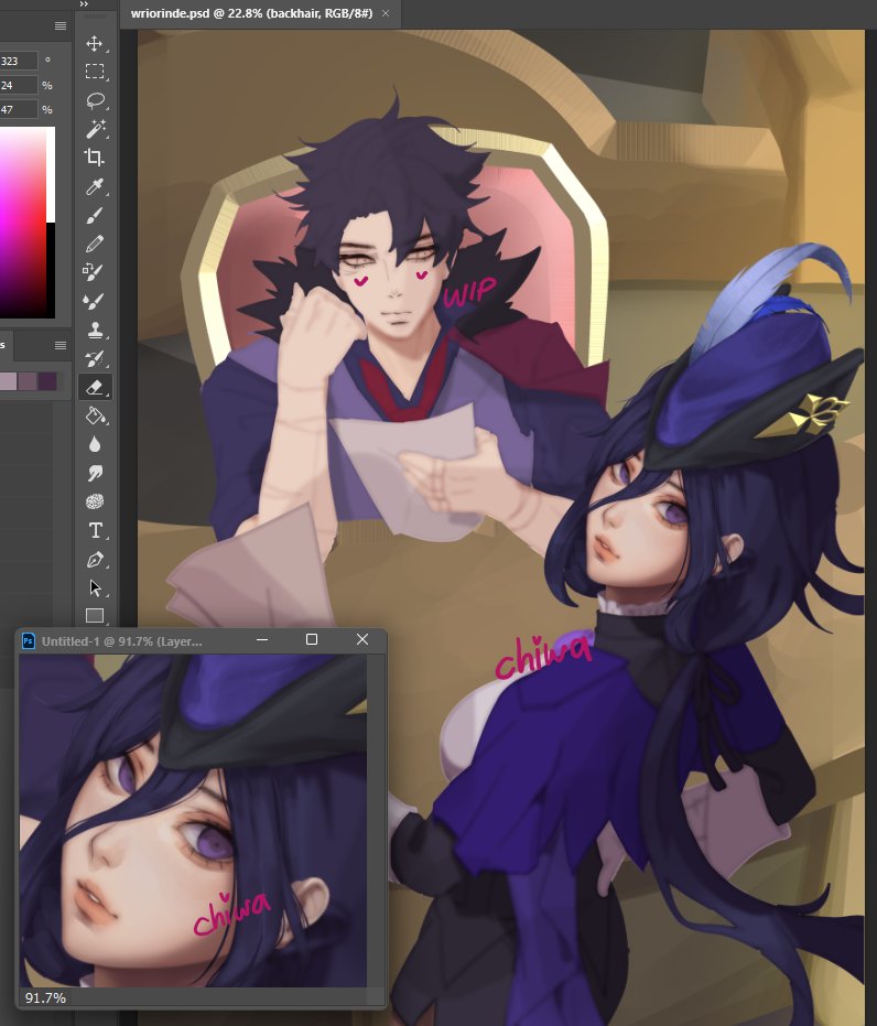 glad to be back to this process 😔 even though it takes longer but im happier with the colorss

#wriorinde progress !!