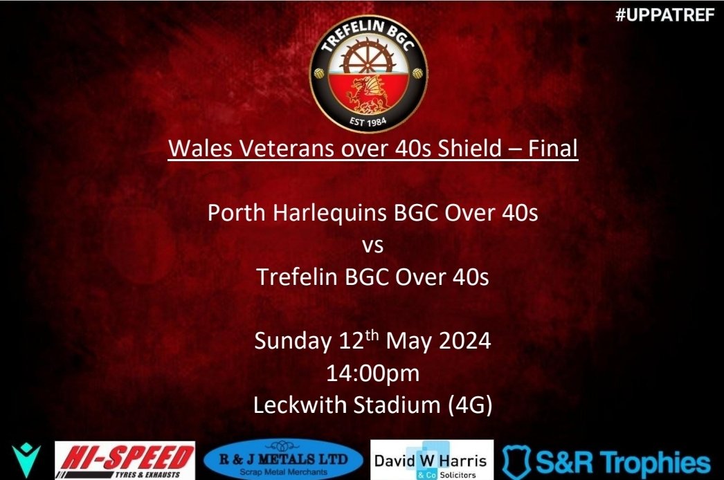Our final and most important game of the season this weekend as we travel to Cardiff to face league rivals Porth Harlequins in the shield final. 

One final push to wrap up our first season together with some silverware. 💪⚽️🏆

<a href="/trefelinbgc/">Trefelin BGC</a> <a href="/TrefelinBGCbar/">Ynys Park Sports Bar</a> <a href="/YnysHwb/">Hwb@TheYnys</a>