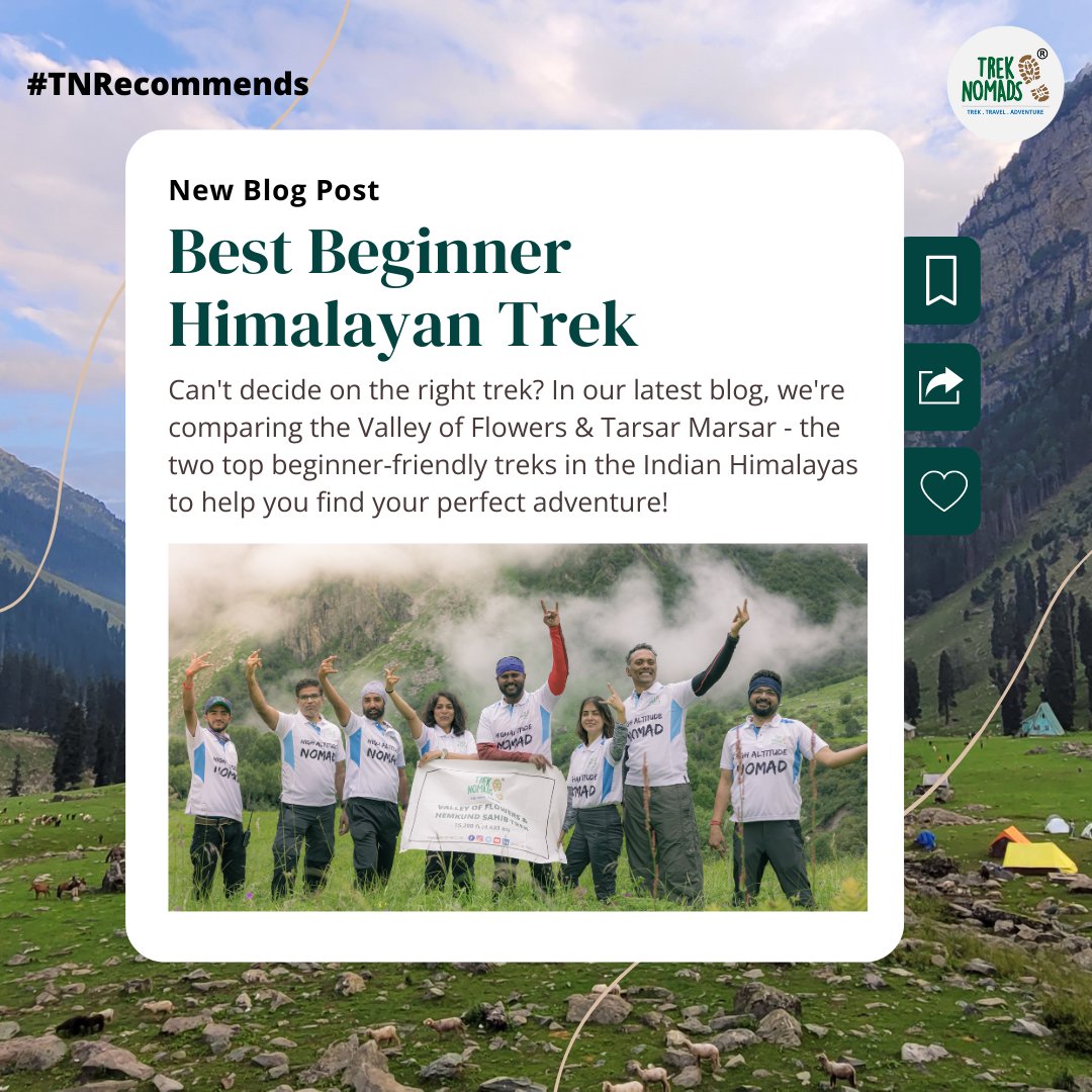 Embark on your first Himalayan trek! Discover if Valley of Flowers or Tarsar Marsar is right for you. 

Read more: treknomads.com/blog/best-begi…

#TNRecommends #TrekNomads #TrekTravelAdventure