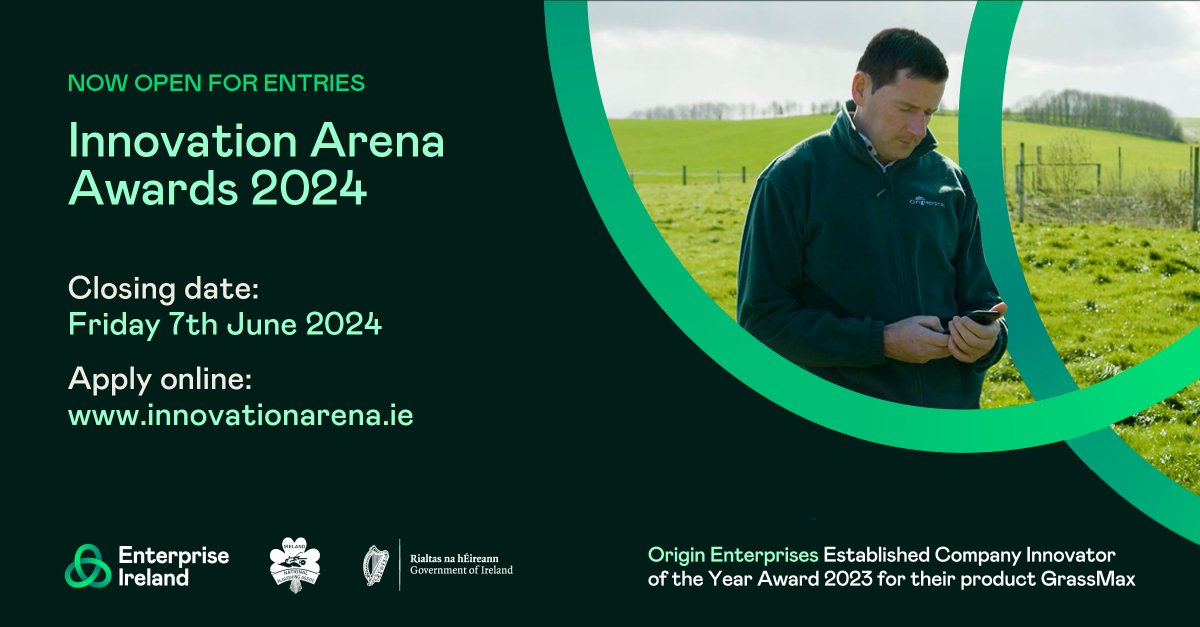 Enterprise Ireland’s 2024 Innovation Arena Awards in partnership with @NPAIE are open for entries. Innovators and entrepreneurs are invited to enter their agri solutions to the competition here: innovationarena.ie