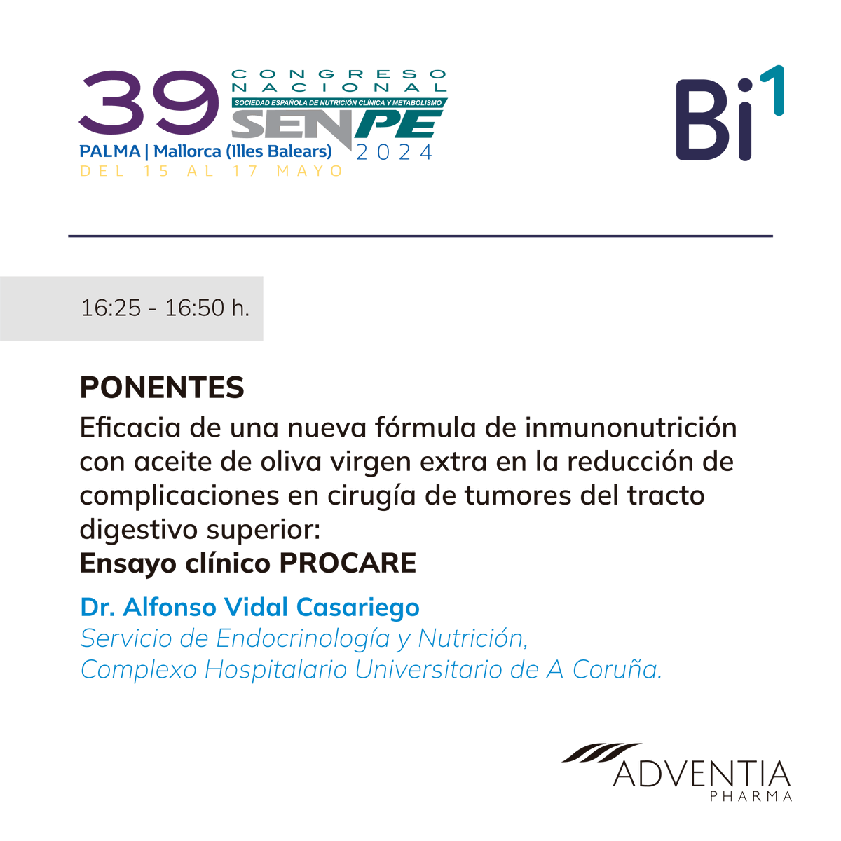 En el simposio de <a href="/SENPE_/">SENPE</a> presentaremos, en primicia, los resultados del #estudioPROCARE “"Eficacia de una nueva fórmula de inmunonutrición con AOVE en la reducción de complicaciones en cirugía de tumores del tracto digestivo superior” de la mano del Dr. @AlfVidalCas 

#SENPE2024