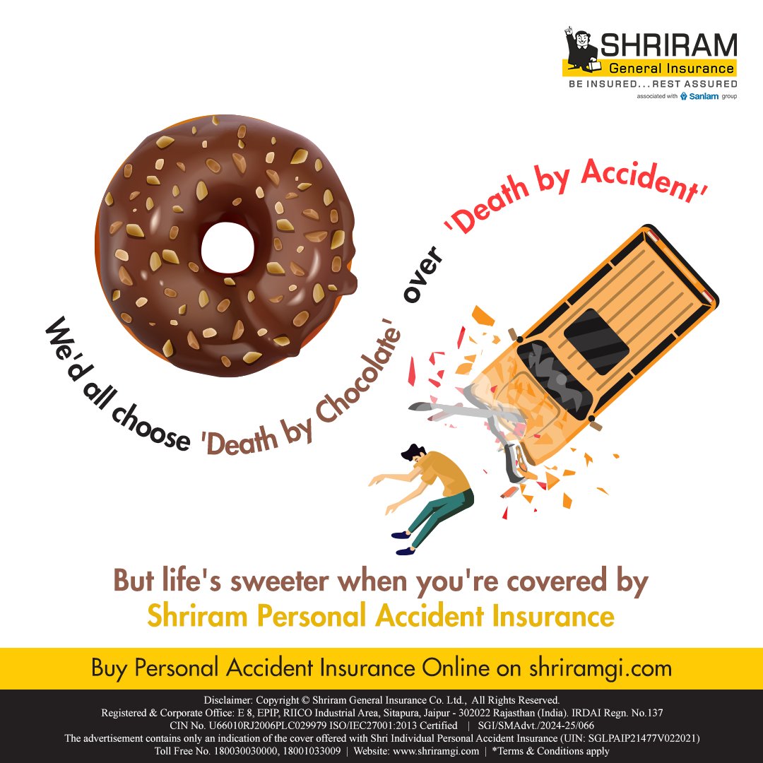 Life has no guarantee for safety but Shriram's personal accident cover has. Don't take risks in your life. Choose the right safety option for a secure life ahead.
Insure today at shriramgi.com/personal-accid…

#PersonalAccidentInsurance #ShriramGI #SGI #PAInsurance #InsurancePolicy