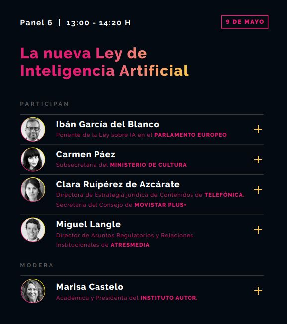 📢La @academia_tv y @Madrid_FO celebran las III Jornadas sobre Inteligencia Artificial en el Audiovisual bajo el título “Desafíos de la última gran herramienta”. ➡️El 9 de mayo @MarisaCastelo, presidenta del @InstitutoAutor, moderará el Panel “La nueva Ley de IA”.