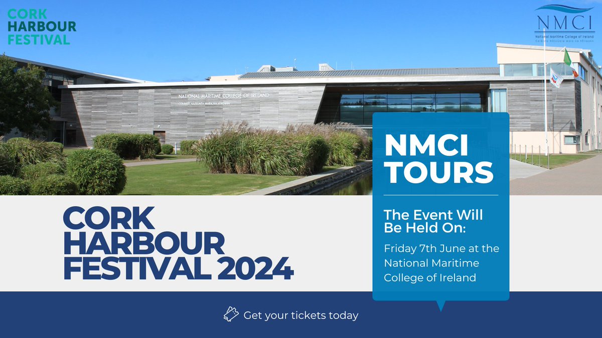 We are just one month away from #CorkHarbourFestival2024. Book your tickets today for an in-person event at the #NMCI. Discover state of the art facilities and dive into maritime education and training. Tickets are free of charge don't miss out! nmci.ie/index.cfm/page…