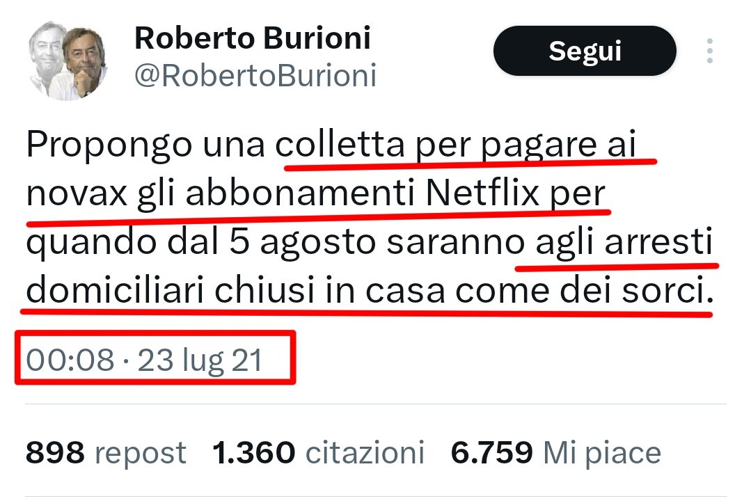 Burioni ha proposto una colletta per pagare Netflix a Toti agli arresti domiciliari chiuso in casa come un sorcio?