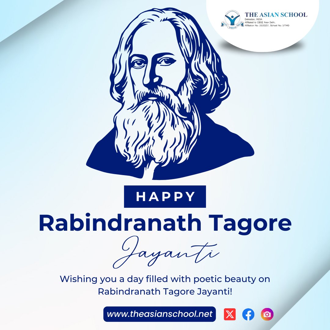 Happy Rabindranath Tagore Jayanti! May your day be filled with poetic beauty and inspiration.

🌐 theasianschool.net

#theasianschool #tagorejayanti #rabindranathtagore #poeticbeauty #literaryinspiration #celebratingtagore