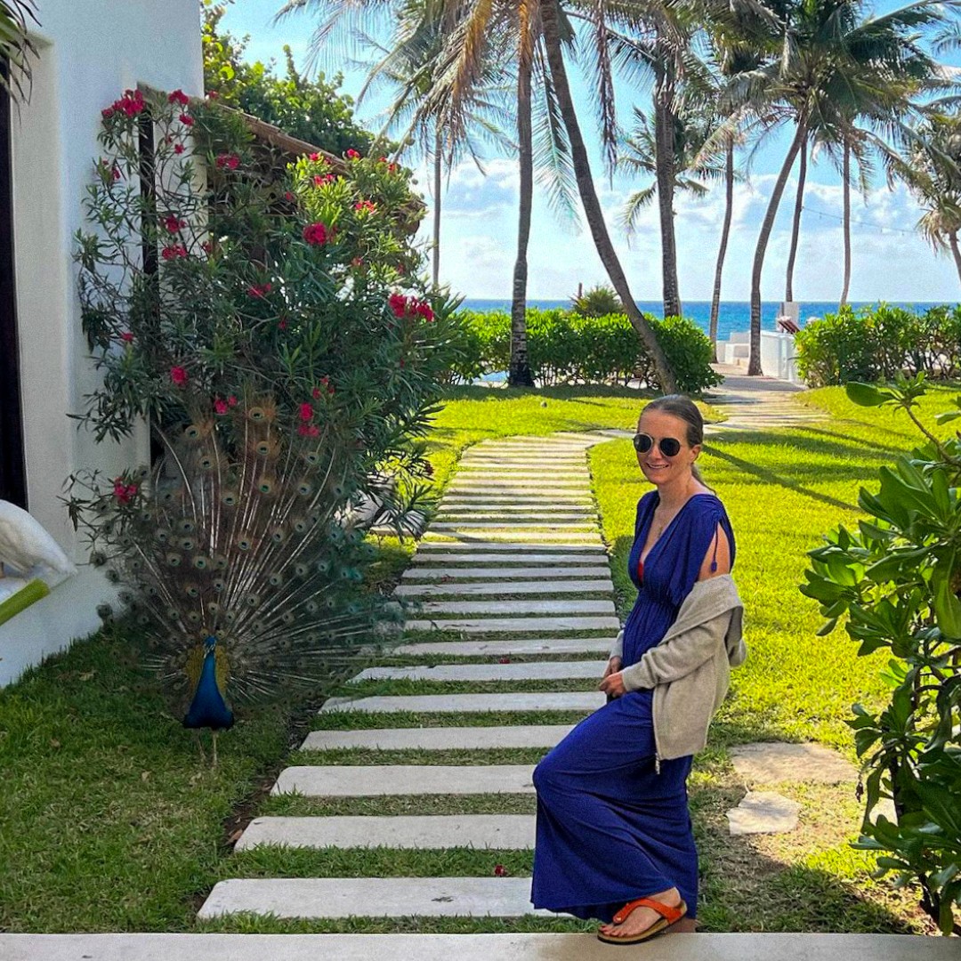 Reminiscing on my holiday earlier in the year and found this photo of me by the beautiful palm trees and the stunning, almost camouflaged peacock! 🌴 🏖️ Have you been to Mexico? I want to know! 🇲🇽 #mielmusic #mexicoholiday #takemebackthere #holidayspirit #palmtreelove