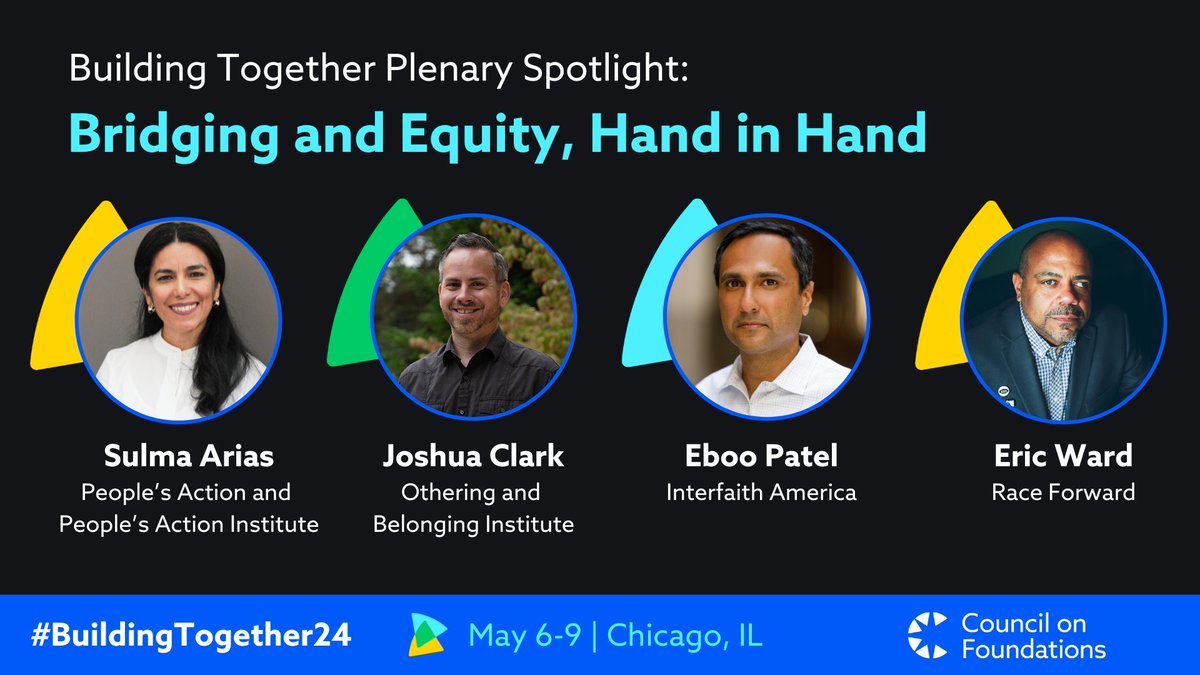 We have another full day ahead of us at #BuildingTogether24! Our morning plenary features @AriasSulma, @jclarkresearch, @EbooPatel, and @BulldogShadow. Plus, @Enright4good remarks, an afternoon plenary with @StoryCorps, and workshops with @interfaithusa, @braverangels, and more.