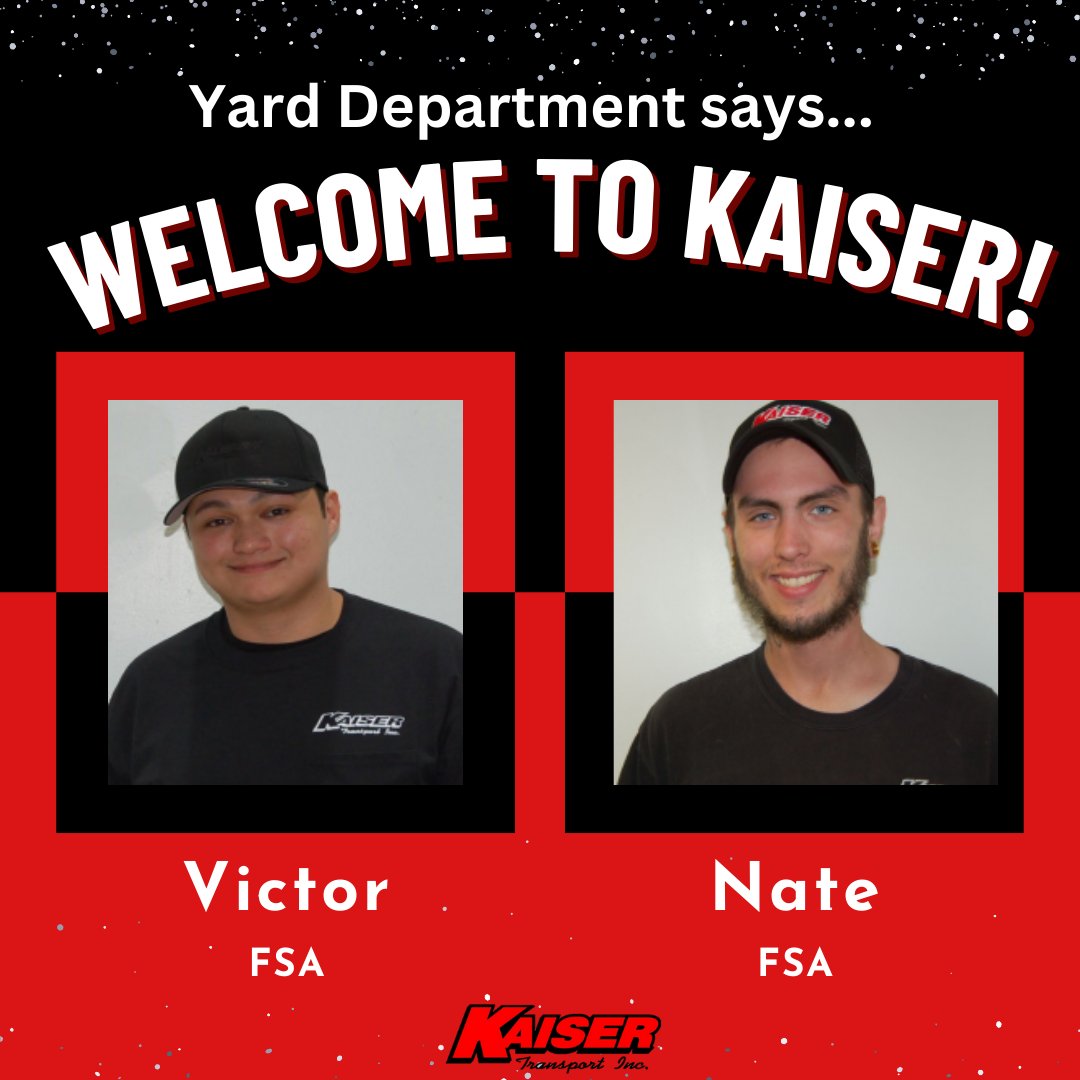 #WelcomeWednesday...Victor and Nate are our  2 newest FSA's at #KaiserTransport. Welcome to the Kaiser Krew! #FSA #Forklift