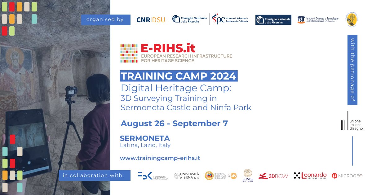 do you want to learn more about #3D #surveying, #laser #scanning, #SLAM, #Photogrammetry, #drone, #Topography & 3D #modelling in #heritage? join our training camp on 26 Aug-7 Sept 2024 trainingcamp-erihs.it Application deadline: May 31 @ErihsIt @FBK_research @cnrdsu @CNRsocial_