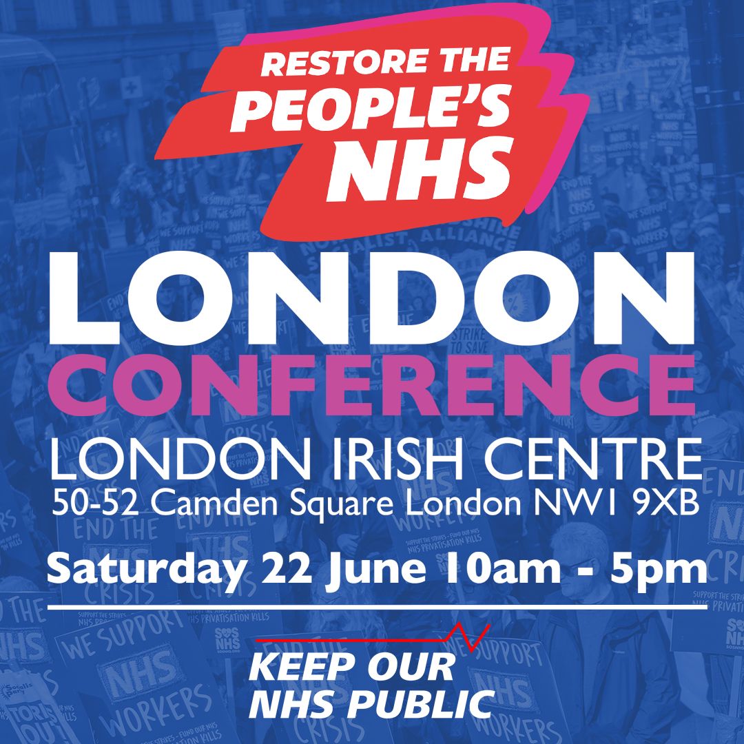 💪Join us from on Saturday 22 June at the London launch of our 'Restore the People's NHS' campaign at the London Irish Centre! We'll hear from NHS activists, health workers, and experts about how and why we should fight for the NHS Buy your ticket here: buff.ly/3JRLUgv
