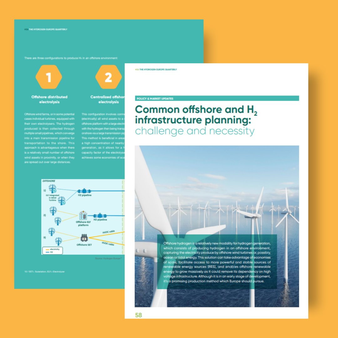 🔎Discover #offshore #hydrogen, a promising method for generating #renewable #energy, in our #H2EQuarterly! 📈Despite still being in an early stage of development, it is a promising #production method to be pursued in #Europe. Learn more at ➡️hydrogeneurope.eu/wp-content/upl…