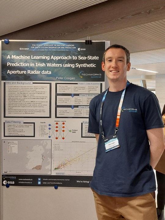 Peter, one of our EO Scientists is at @ESA_EO ESRIN at the ESA-ECMWF Workshop. Linking free @CopernicusEU #Sentinel1 data with in-house developed machine learning, has enabled Significant Wave Height (SWH) measurement improvements directly applicable to the offshore wind sector!