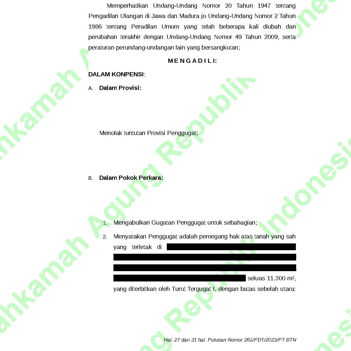 Kasus unik. Diputus NO dalam putusan sela, kemudian banding. Banding diterima&amp;kasus diperiksa kembali di Pengadilan Negeri, kemudian pokok perkara diputus oleh Pengadilan Tinggi.

Kolaborasi <a href="/amarlawfirm/">AMAR Law Firm & Public Interest Law Office</a> &amp; <a href="/Ercolaw/">Ercolaw Office</a> 
Selamat!!