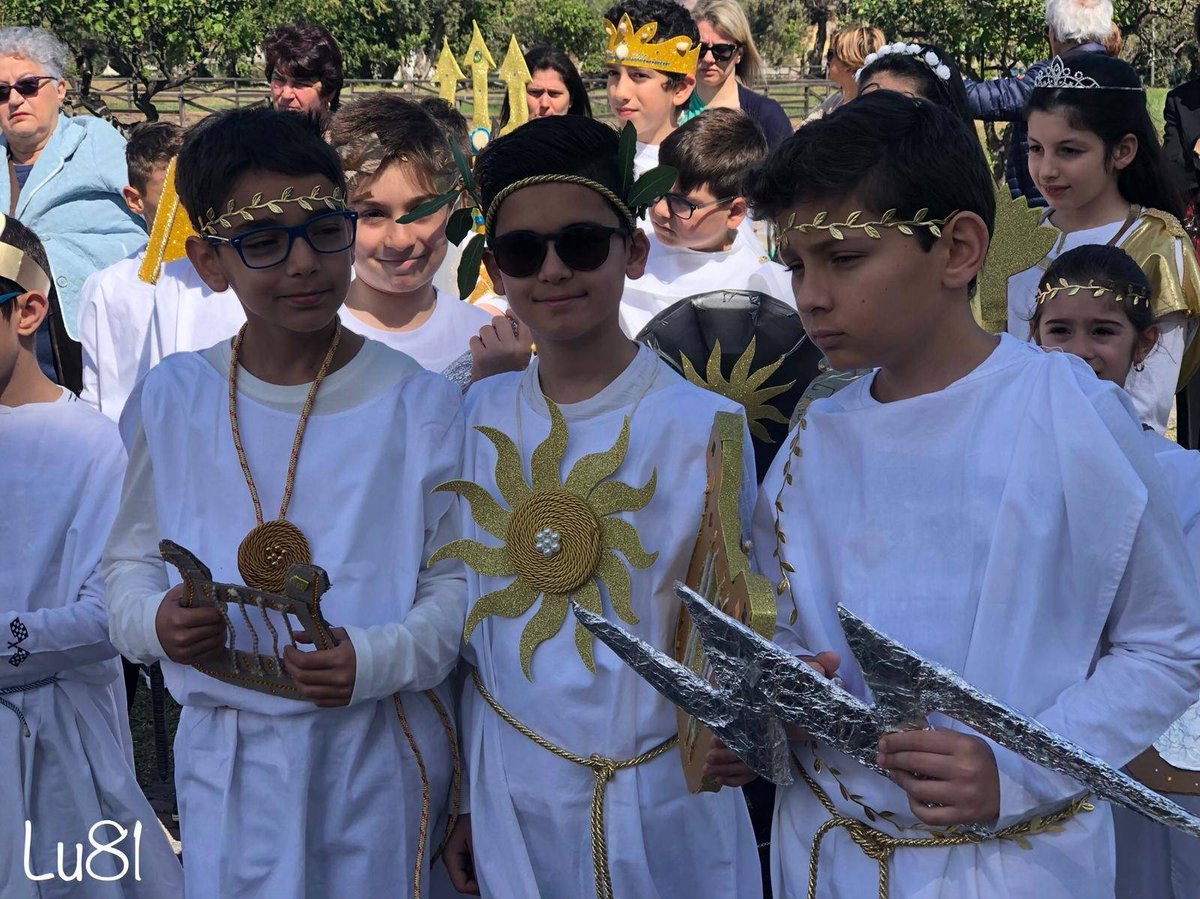 In Naxos, Sicily, every year children dress up in ancient Greek clothes and some of them represent the gods of Olympus. All this is done to consolidate and perpetuate their Greekness. Naxos in Sicily is a Greek colony founded in 734 BC.