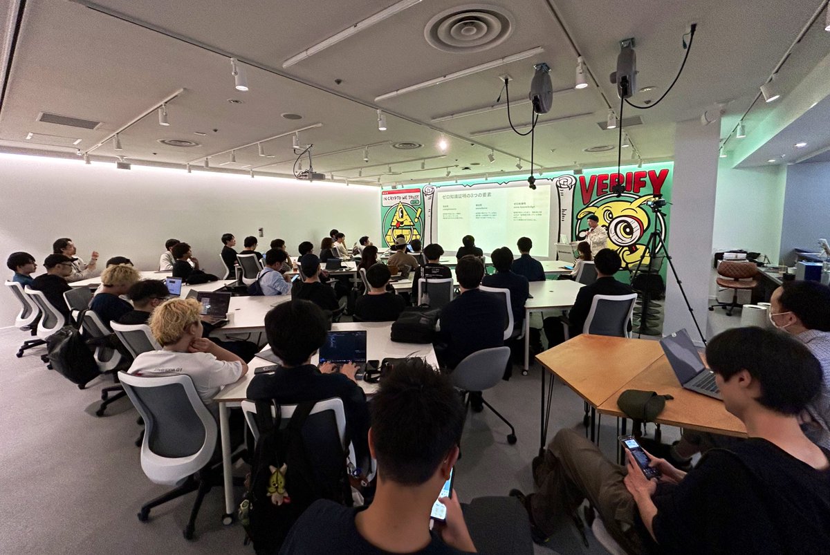 illshin's tweet image. ゼロ知識証明勉強会イベント、ZK BUILD UP⚒️始まりました！

会場パンパン、満員御礼です🙏🏻

#WaveHack