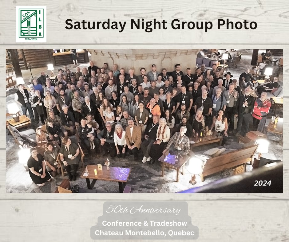 LogBuildersILBA's tweet image. ILBA 50th Anniversary, Conference &amp;amp; Tradeshow
Chateau Montebello, Quebec
Saturday Night Group Photo
#FairmontLeChateauMontebello #ILBA50thAnniversary #ILBAConference2024 #sucreriedelamontagne #tradeshow #axethrowing #liveauction #logbuildinggames #logbuilders #wellcraftedloghomes