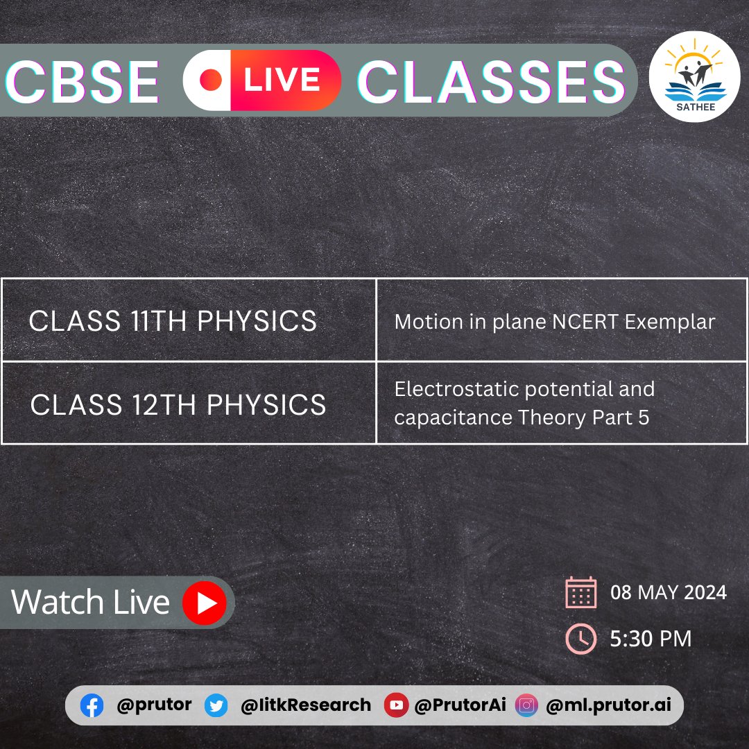 Join live CBSE session with the experts !!
Timing - 5:30 pm
Link for live class - sathee.prutor.ai/live-sessions/…
#CBSE #NEET #JEE #science #liveclasses #sathee #tipsandtricks #sciencestudents #onlinelearning