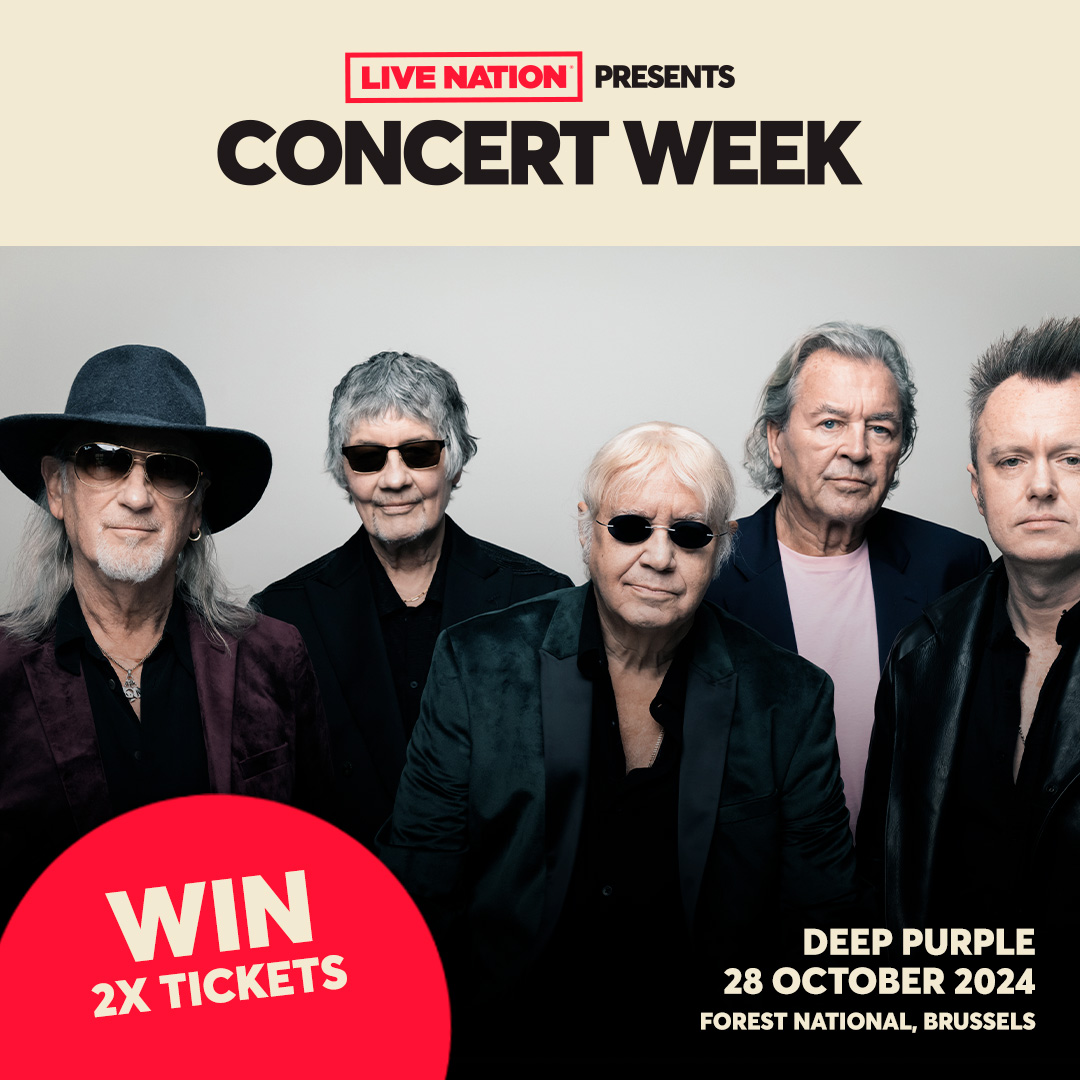 Concert Week is full of giveaways! 🎁 Every day until 14 May, one very special prize is on offer. Today, we're playing for a duo ticket to Deep Purple's concert at Forest National, Brussels! 🤘🖤 Take your chances on livenation.be/concertweek
