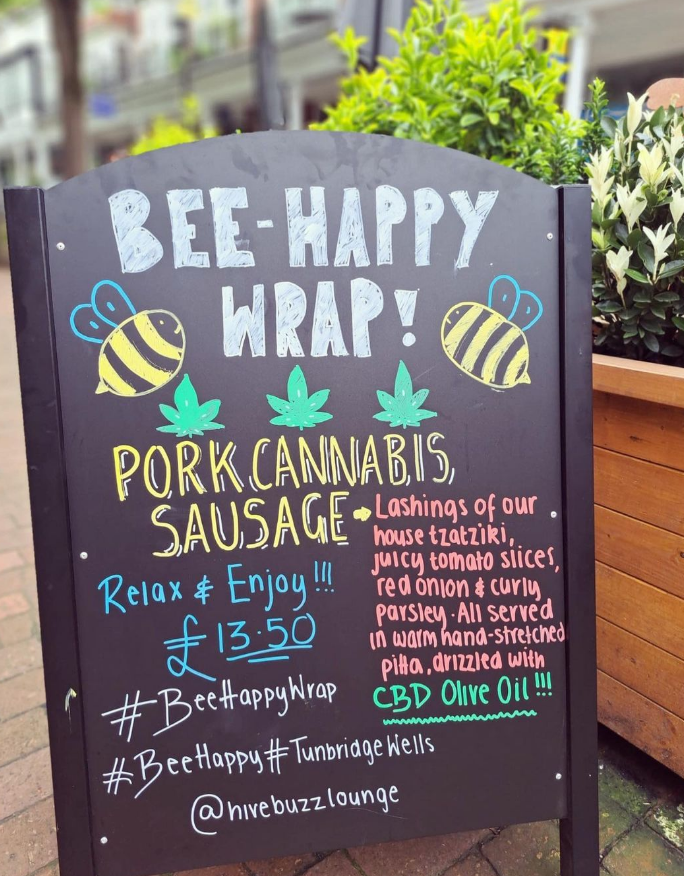 🐝 Announcing the new Bee-Happy-Wrap! 🐝

Lashings of house tzatziki, juicy tomato slices, red onion and fresh parsley. All nestled in a warm, hand-stretched pitta drizzled with CBD olive oil.

Available from @hivehubs on The Pantiles.🙂
#thepantiles #tunbridgewells #lunchgoals