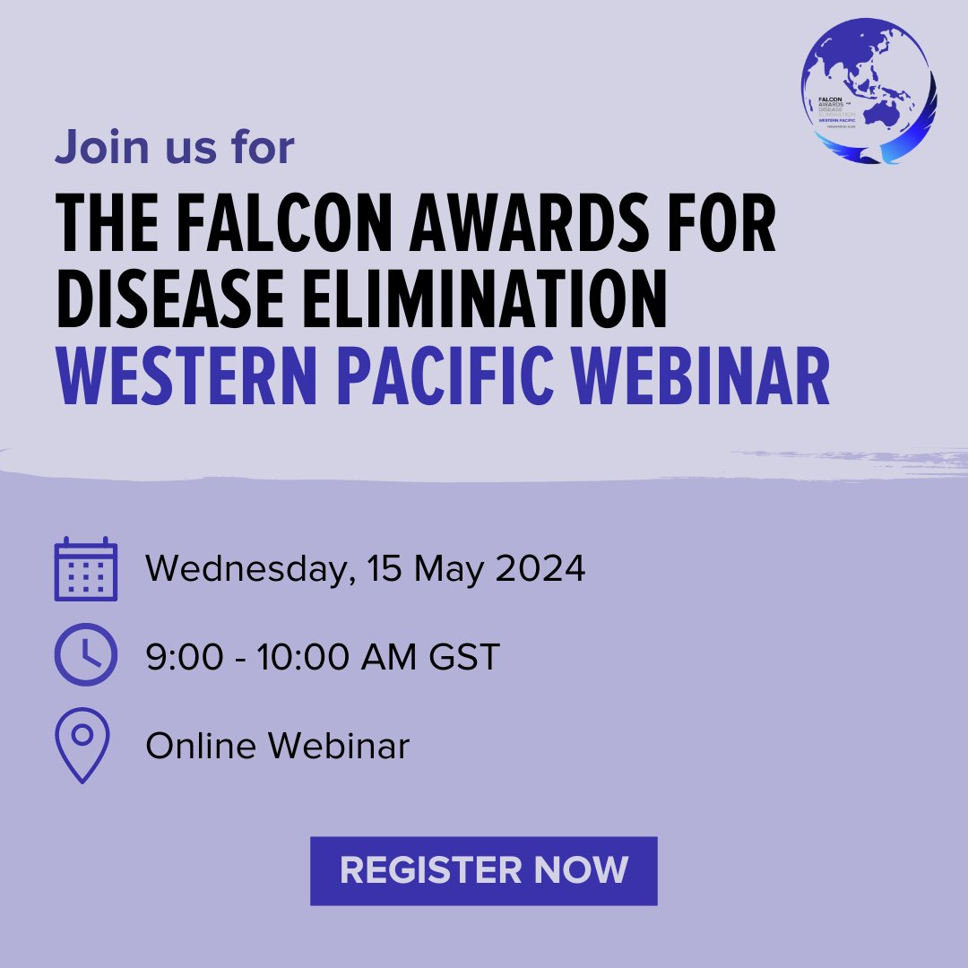 Got questions about our Falcon Awards for Disease Elimination - Western Pacific? Join our Informative Webinar to learn more about the awards and get your questions answered. 📅 Date: May 15, 2024 | 🕒 Time: 9:00-10:00 AM GST Register here: ow.ly/pjN050Rzckb